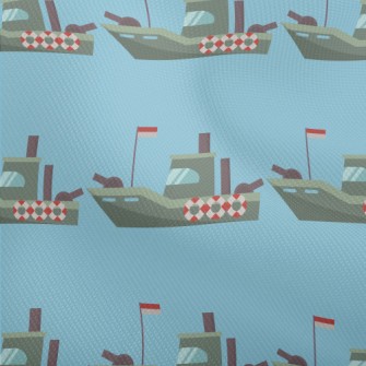 海上戰艦圖案雙斜布(幅寬150公分)