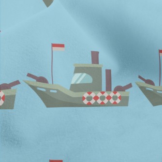 海上戰艦圖案水晶絨(幅寬160公分)