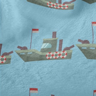 海上戰艦圖案法蘭絨(幅寬150公分)