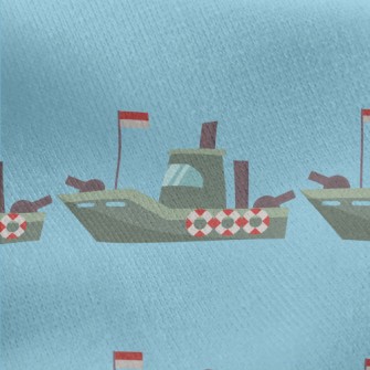 海上戰艦圖案刷毛布(幅寬150公分)