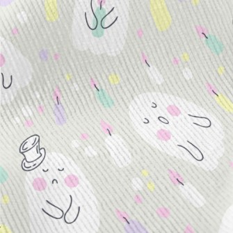 可愛各種幽靈和蠟燭燈芯絨(幅寬150公分)