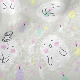 可愛各種幽靈和蠟燭法蘭絨(幅寬150公分)