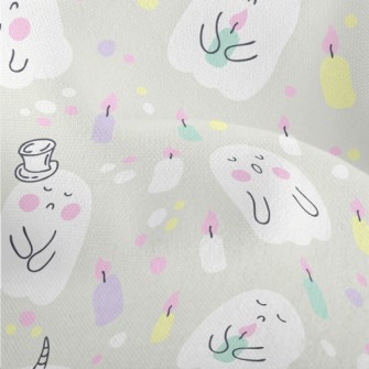 可愛各種幽靈和蠟燭竹節麻(幅寬150公分)
