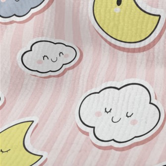 可愛月亮與雲朵毛巾布(幅寬160公分)