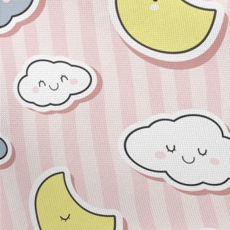 可愛月亮與雲朵春亞紡(幅寬160公分)