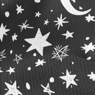塗鴉星星月亮仿毛衣布(幅寬150公分)