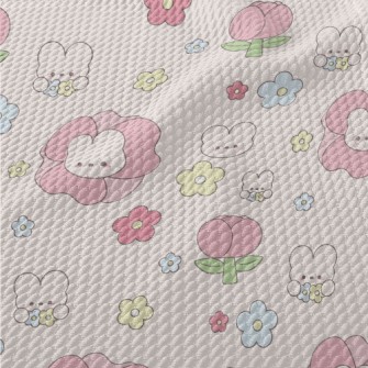 可愛兔子與花朵泡泡布(幅寬160公分)