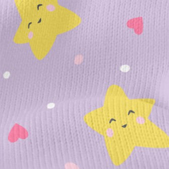 微笑星星與愛心仿毛衣布(幅寬150公分)