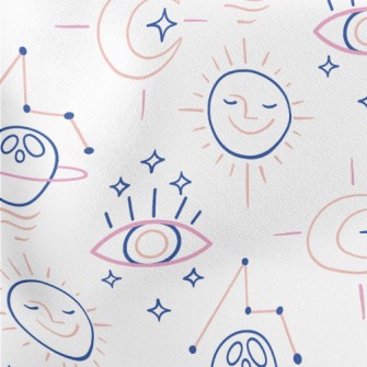 線條星球太陽星座月亮羅馬布(幅寬160公分)