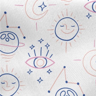 線條星球太陽星座月亮刷毛布(幅寬150公分)