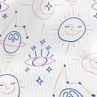 線條星球太陽星座月亮仿毛衣布(幅寬150公分)