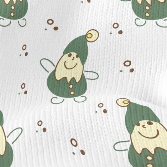 可愛戴綠帽小人仿毛衣布(幅寬150公分)