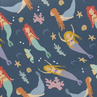 大海裡的美人魚們斜紋布(幅寬150公分)
