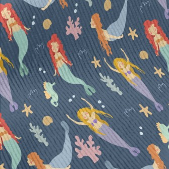 大海裡的美人魚們燈芯絨(幅寬150公分)