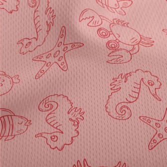 精致簡約的海洋動物們鳥眼布(幅寬160公分)