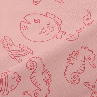 精致簡約的海洋動物們高爾布(幅寬180公分)
