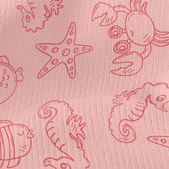 精致簡約的海洋動物們仿毛衣布(幅寬150公分)