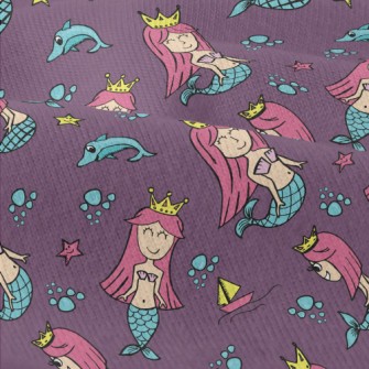 優游大海的美人魚公主仿棉布(幅寬150公分)