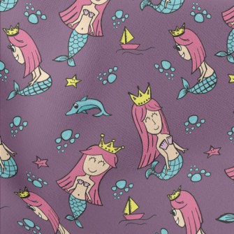 優游大海的美人魚公主薄棉布(幅寬150公分)