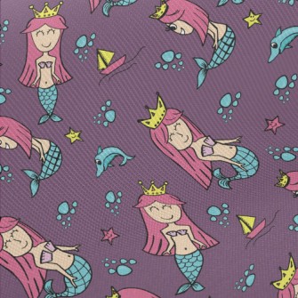 優游大海的美人魚公主厚棉布(幅寬150公分)