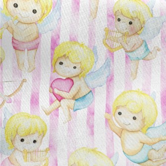 水彩愛神邱比特刷毛布(幅寬150公分)