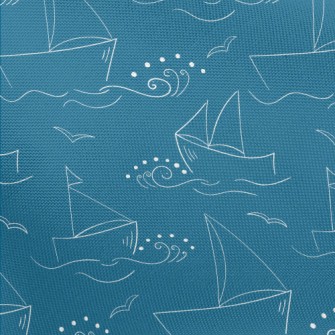 簡約線條帆船與海浪春亞紡(幅寬160公分)