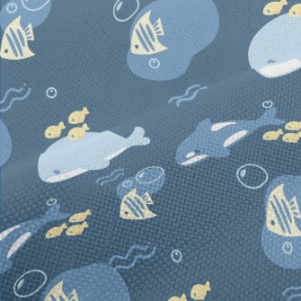 卡通可愛海洋世界麻布(幅寬150公分)