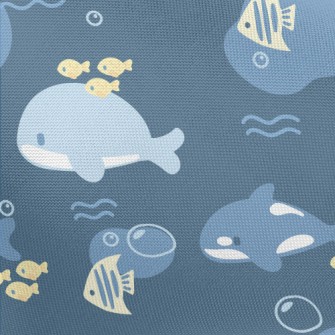 卡通可愛海洋世界春亞紡(幅寬160公分)