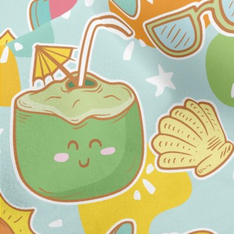 夏日活潑飲品水晶絨(幅寬160公分)