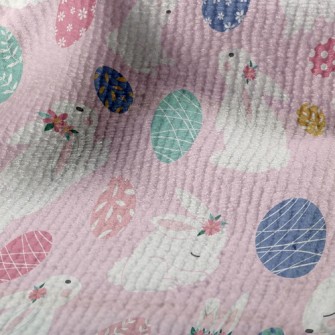 彩蛋花環兔子毛巾布(幅寬160公分)