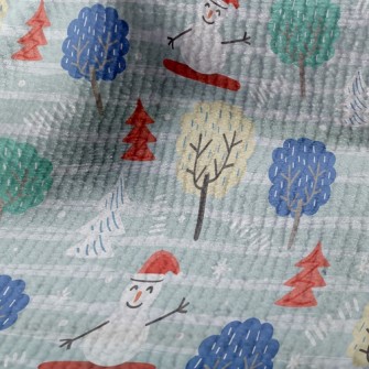 雪人玩滑板毛巾布(幅寬160公分)