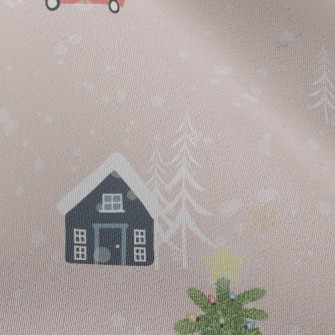 溫馨下雪小屋雪紡布(幅寬150公分)