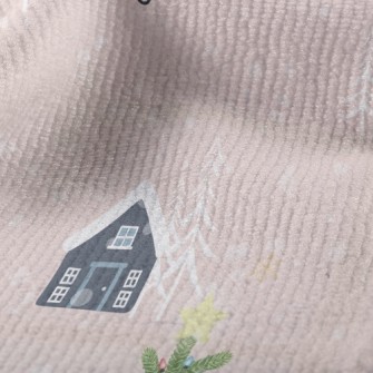 溫馨下雪小屋毛巾布(幅寬160公分)