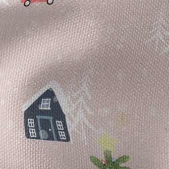 溫馨下雪小屋帆布(幅寬150公分)