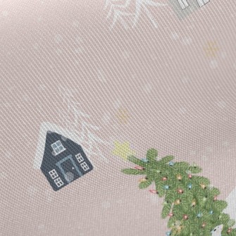 溫馨下雪小屋斜紋布(幅寬150公分)