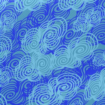 藍色雲朵漩渦圖案斜紋布(幅寬150公分)