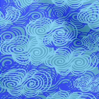 藍色雲朵漩渦圖案水晶絨(幅寬160公分)