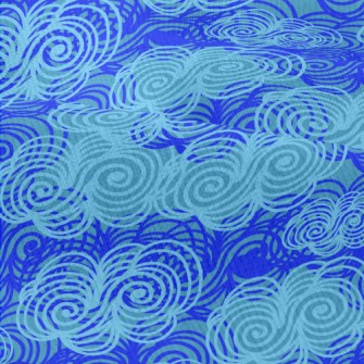 藍色雲朵漩渦圖案仿棉布(幅寬150公分)