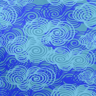 藍色雲朵漩渦圖案春亞紡(幅寬160公分)