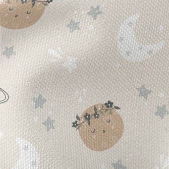 沉睡可愛的星球和星空帆布(幅寬150公分)