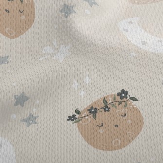 沉睡可愛的星球和星空鳥眼布(幅寬160公分)