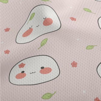 圓潤可愛的麻糬圖案鳥眼布(幅寬160公分)