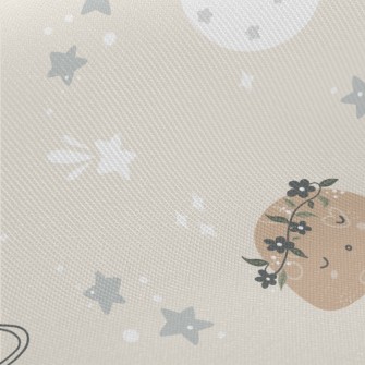 沉睡可愛的星球和星空斜紋布(幅寬150公分)