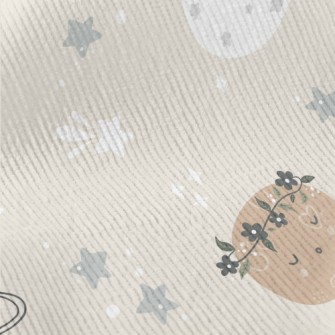 沉睡可愛的星球和星空燈芯絨(幅寬150公分)