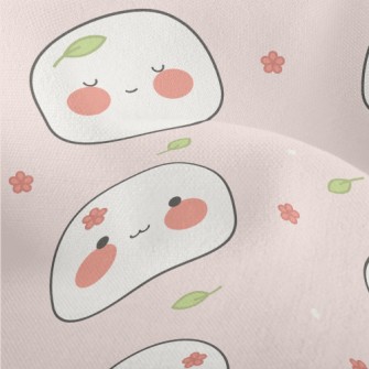 圓潤可愛的麻糬圖案竹節麻(幅寬150公分)