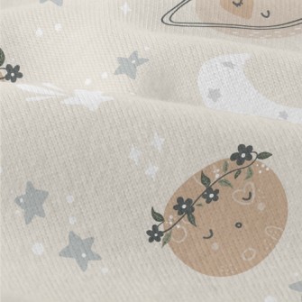 沉睡可愛的星球和星空仿棉布(幅寬150公分)