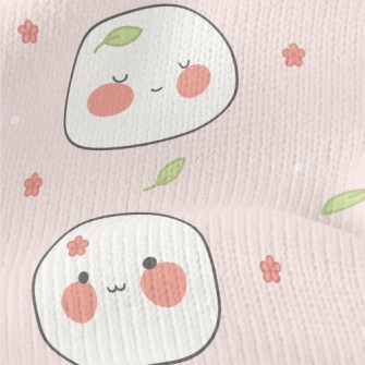 圓潤可愛的麻糬圖案仿毛衣布(幅寬150公分)