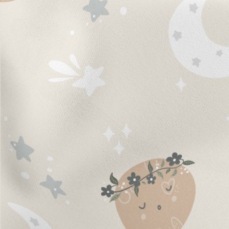 沉睡可愛的星球和星空薄棉布(幅寬150公分)