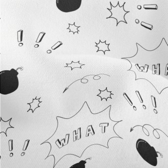 WHAT驚訝文字框和炸彈竹節麻(幅寬150公分)