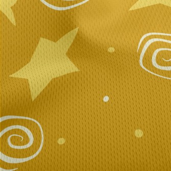 色塊星星和線條漩渦鳥眼布(幅寬160公分)
